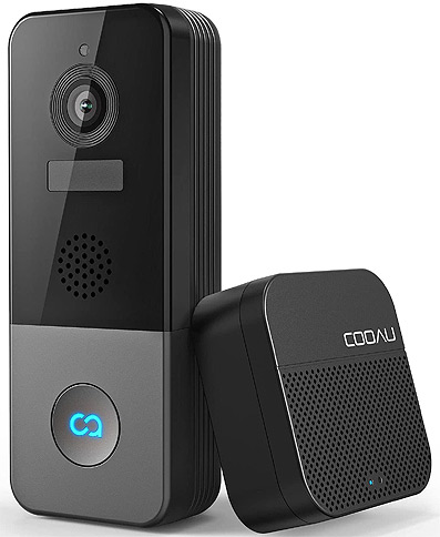 Wireless Video Doorbell Cooau WiFi Smart Doorbell with Chime 16G Card 720P HD 166° Wide Angle Door View Security Camera 2-Way Talk